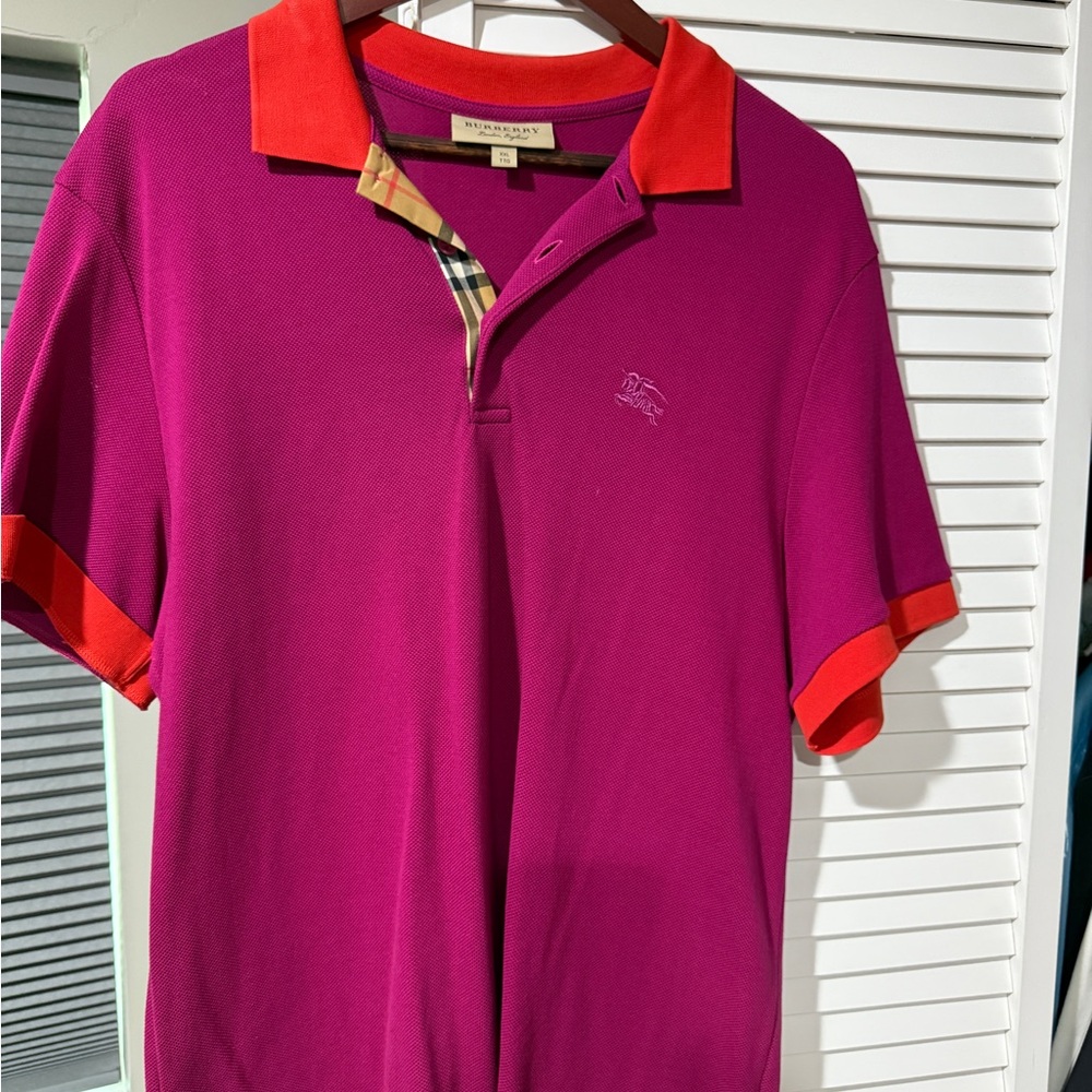Burberry Men's Magenta and Red Polo Shirt